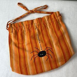Itsy Bitsy Spider Cinch Bag Orange Stripes Halloween Candy Bag Trick or Treat